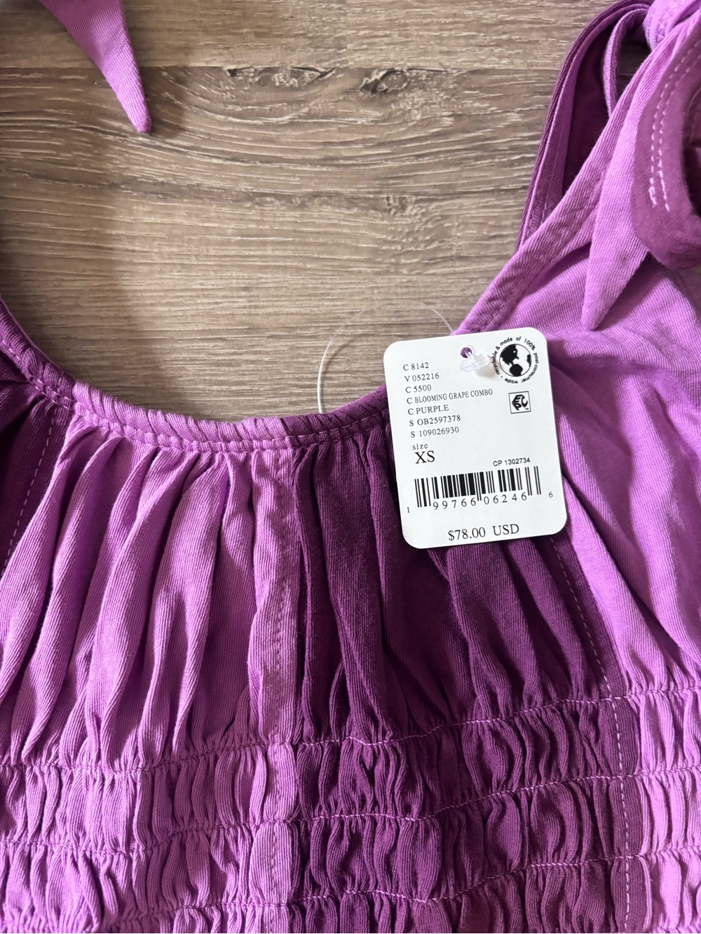 Free People Purple Tie-Shoulder Smocked Tank Set - Picture 2 of 4